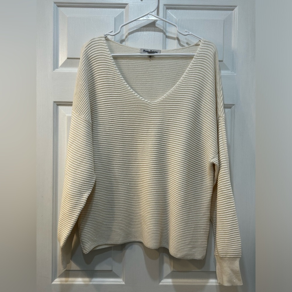 Tommy Bahama Bonita Sequin Ottoman V-Neck Sweater Size L Nautical Preppy Sexy
